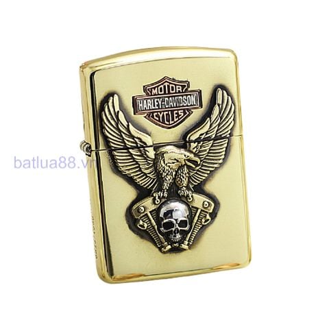 BẬT LỬA ZIPPO ĐỒNG KHỐI AMOR EMBLEM ĐẦU MÁY HARLEY DAVIDSION ĐẠI BÀNG ĐẦU LÂU BẢN GIỚI HẠN LOGO ĐỒNG ĐỎ ZN99