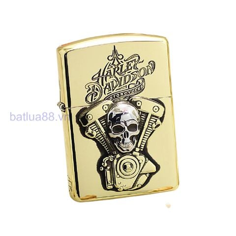 BẬT LỬA ZIPPO ĐỒNG KHỐI AMOR EMBLEM ĐẦU MÁY HARLEY DAVIDSON  ĐẦU LÂU BẢN GIỚI HẠN ZN98