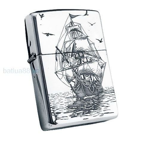 BẬT LỬA ZIPPO ARMOR VỎ DẦY BẠC ĐÚC NGUYÊN KHỐI STERLING CHỦ ĐỀ THUẬN BUỒM XUÔI GIÓ ZB19