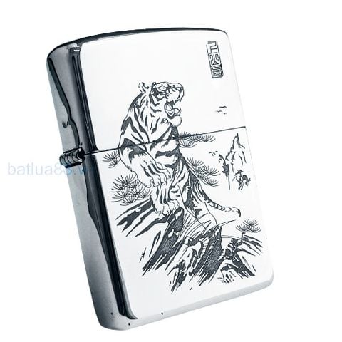 BẬT LỬA ZIPPO BẠC ĐÚC NGUYÊN KHỐI STERLING HỔ ĐỈNH SƠN BẢN GIỚI HẠN XXX/999 ZB46