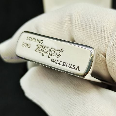 BẬT LỬA ZIPPO BẠC ĐÚC NGUYÊN KHỐI STERLING CAO CẤP KHẮC RỒNG QUẤN QUANH 4 MẶT  - ZB25