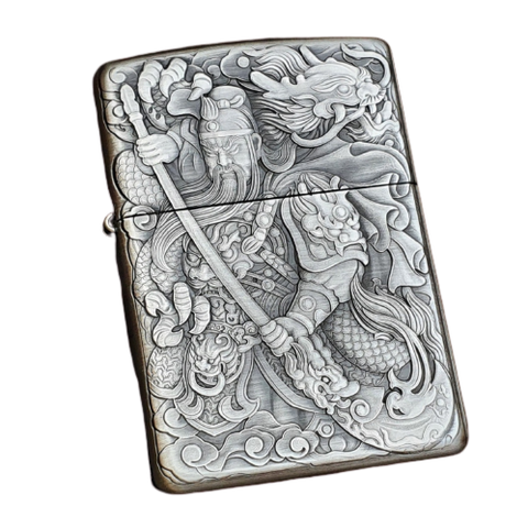 BẬT LỬA ZIPPO QUAN VŨ 3D CỰC SẮC SẢO MẠ BẠC BẢN AMOR DẦY - ZN103