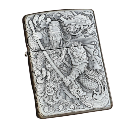 BẬT LỬA ZIPPO QUAN VŨ 3D CỰC SẮC SẢO MẠ BẠC BẢN AMOR DẦY - ZN103
