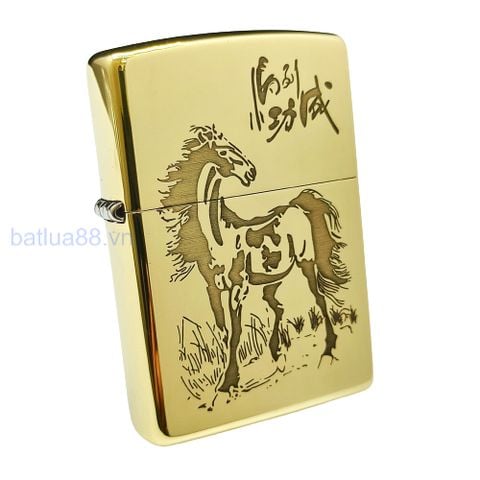 BẬT LỬA ZIPPO ĐỒNG NGUYÊN KHỐI KHẮC SÂU CHỦ ĐỀ NGỰA BẢN GIỚI HẠN XXX/999 ZKB72