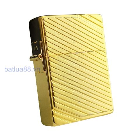 BẬT LỬA ZIPPO REPLICA 1935 ĐỜI ĐẦU 08 MẠ VÀNG CHẶT GÓC EMBLEM SỌC XÉO RẤT HIẾM - ZN105