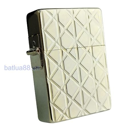 BẬT LỬA ZIPPO REPLICA 1935 BẢN ĐẦU TIÊN NĂM 2007 MẠ BẠCH KIM VÂN 3D TRÁM KIM CƯƠNG RẤT HIẾM - ZN104