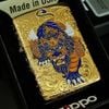 BẬT LỬA ZIPPO MẠ VÀNG BẢN AMOR VỎ DÀY KỲ LÂN TÀI LỘC MAY MẮN TRÊN NỀN HOA VĂN KÍN 5 MẶT - ZN106