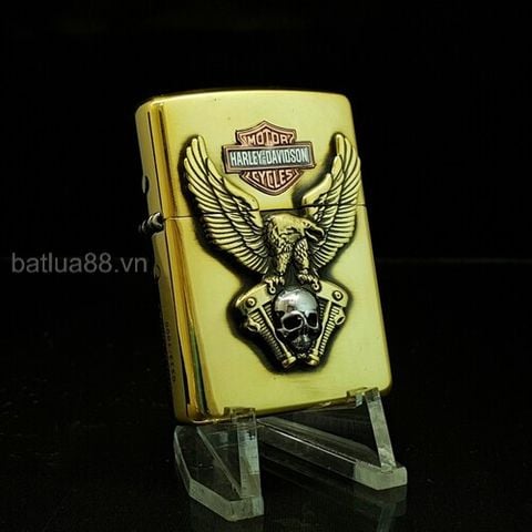 BẬT LỬA ZIPPO ĐỒNG KHỐI AMOR EMBLEM ĐẦU MÁY HARLEY DAVIDSION ĐẠI BÀNG ĐẦU LÂU BẢN GIỚI HẠN LOGO ĐỒNG ĐỎ ZN99