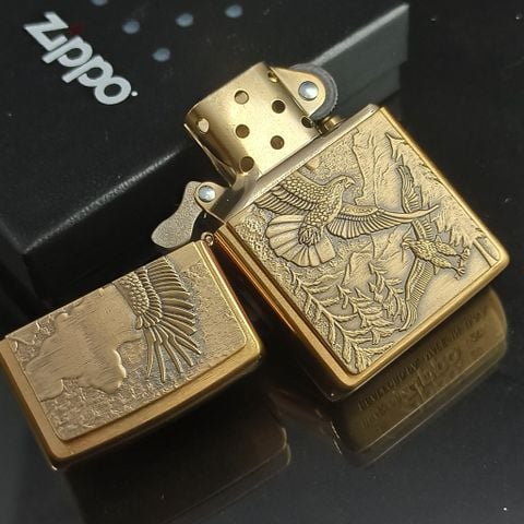 BẬT LỬA ZIPPO MỸ ĐẠI BÀNG EAGLES DARE BRUSHED BRASS - Z186