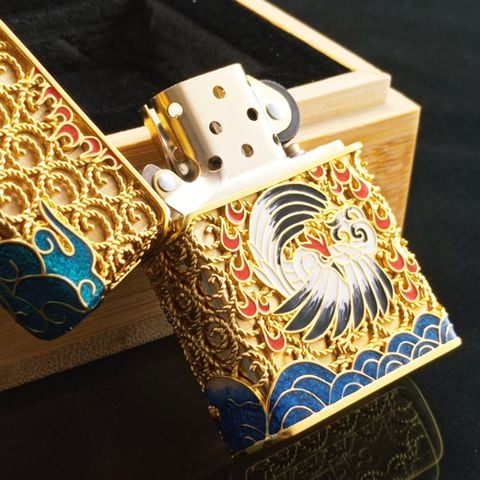 BẬT LỬA ZIPPO BỌC VÀNG PHƯỢNG HOÀNG LỬA SANG TRỌNG - ZN96