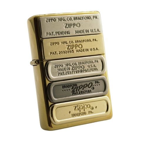 BẬT LỬA ZIPPO 10 ỐP MỘC ĐÁY MẠ VÀNG BẢN LIMITED  XXXX/1000 ZN123