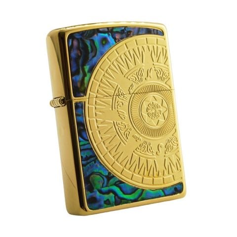 BẬT LỬA ZIPPO HOA VĂN KHẢM XÀ CỪ MẠ VÀNG LA BÀN ZN118