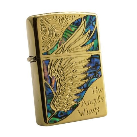 BẬT LỬA ZIPPO ĐÔI CÁNH THIÊN THẦN KHẢM XÀ CỪ MẠ VÀNG TOÀN THÂN ZN120