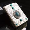 BẬT LỬA  ZIPPO DÁN NGỌC LAM PHONG CÁCH ẤN ĐỘ - ZN29