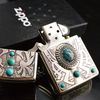 BẬT LỬA  ZIPPO DÁN NGỌC LAM PHONG CÁCH ẤN ĐỘ - ZN29