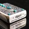 BẬT LỬA  ZIPPO DÁN NGỌC LAM PHONG CÁCH ẤN ĐỘ - ZN29