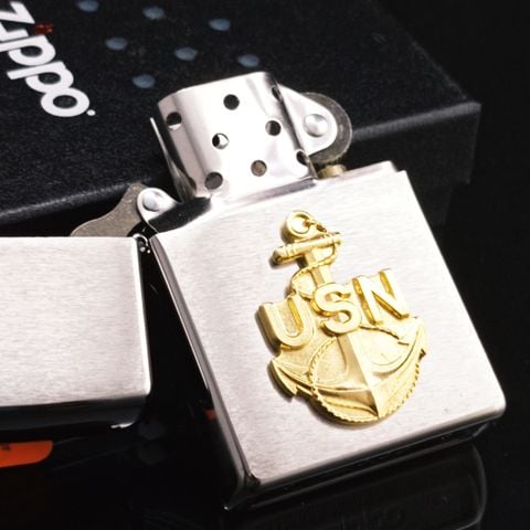 BẬT LỬA ZIPPO EMBLEM MẠ VÀNG HẢI QUÂN HOA KỲ USN - Z212