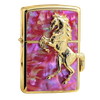 BẬT LỬA ZIPPO USA XUẤT NHẬT ARMOR MẠ VÀNG NGỰA NỔI NỀN KHẢM XÀ CỪ ĐỎ SANG TRỌNG - ZN128