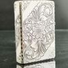 BẬT LỬA ZIPPO BẠC ĐÚC NGUYÊN KHỐI STERLING KHẮC THỦ CÔNG SỦI TAY HOA VĂN KÍN 5 MẶT SẢN XUẤT NĂM 1999 - ZBU51