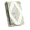 BẬT LỬA ZIPPO BẠC ĐÚC NGUYÊN KHỐI STERLING KHẮC THỦ CÔNG SỦI TAY HOA VĂN KÍN 5 MẶT SẢN XUẤT NĂM 2007 - ZBU48