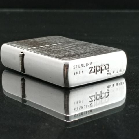 BẬT LỬA ZIPPO BẠC ĐÚC NGUYÊN KHỐI STERLING CỔ NĂM 1993 ĐÃ QUA SỬ DỤNG ZBU56