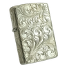 BẬT LỬA ZIPPO BẠC ĐÚC NGUYÊN KHỐI STERLING KHẮC THỦ CÔNG SỦI TAY HOA VĂN KÍN 5 MẶT SẢN XUẤT NĂM 2003 - ZBU57