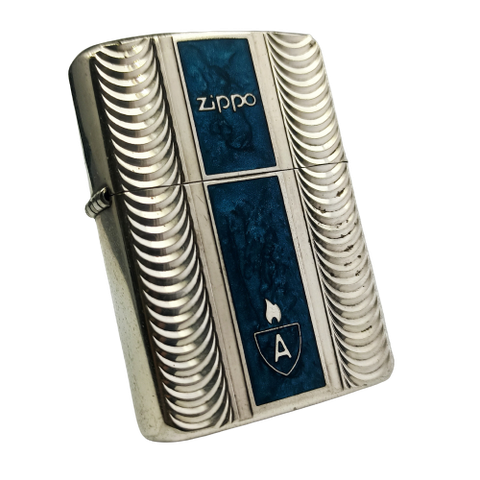 Bật Lửa Zippo Used Armor Vân Sóng Men Xanh Vân Đá Rất Hiếm năm 2005 ZQHU13