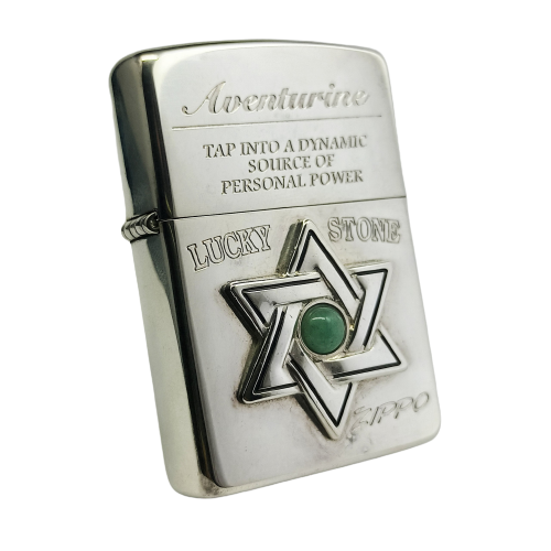 Bật Lửa Zippo Ngôi Sao Đính Đá Thạch Anh Xanh Ngọc May Mắn đời XII La Mã năm 1996 ZL299