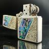 Bật Lửa Zippo Used Khảm Cừ 2 Mặt Mạ Bạc Rất Hiếm Đời VII La Mã Năm 1991 ZQHU9