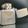 Bật Lửa Zippo Used Họa Tiết Thổ Cẩm Đắp Nổi Bạc Vàng Rất Hiếm Đời V La Mã Năm 1989 ZQHU8