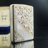 Bật Lửa Zippo Bạc Khối Sterling Hoa Văn Khắc Thủ Công Demi vàng ZB59