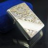 Bật Lửa Zippo Bạc Khối Sterling Hoa Văn Khắc Thủ Công Demi vàng ZB59