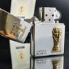Bật Lửa Zippo Wold Cup Mạ Bạc Đắp Nổi Vàng 2 Mặt Năm 2001 ZL288
