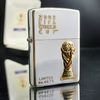 Bật Lửa Zippo Wold Cup Mạ Bạc Đắp Nổi Vàng 2 Mặt Năm 2001 ZL288