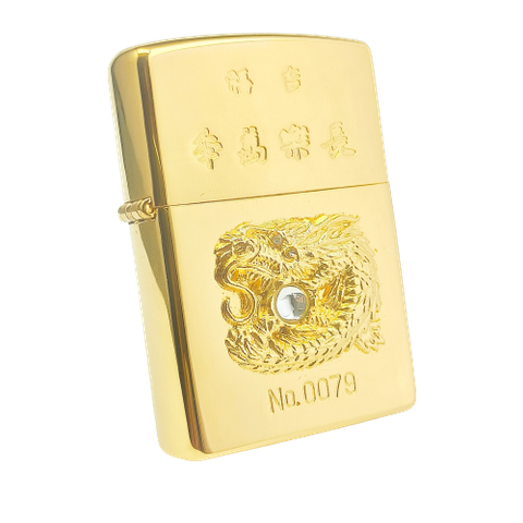 Bật Lửa Zippo Gold Plated Rồng Giữ Ngọc Đính Xoàn Bản Giới Hạn 1000 Chiếc Toàn Thế Giới, Limited Đuôi 79 ( THẦN TÀI ) đời XII La Mã năm 1996 ZL302