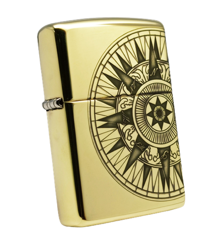 BẬT LỬA ZIPPO BRASS ĐỒNG KHỐI HỌA TIẾT LA BÀN - BẢN ĐỒ ZKB90