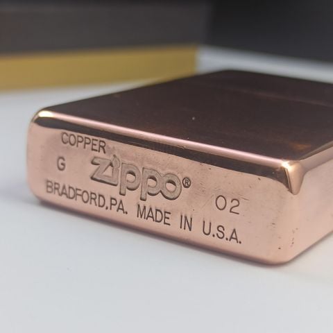 Bật Lửa Zippo Copper Đồng Đỏ Cực Hiếm Giá Trị Sưu Tầm Cao Năm 2002 ZQHU59