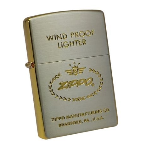 BẬT LỬA ZIPPO MẠ BẠC DEMI VÀNG LOGO ZIPPO BÔNG LÚA NĂM 2002 ZN133