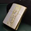 BẬT LỬA ZIPPO MẠ BẠC DEMI VÀNG HOA VĂN HAI MẶT ĐỜI VIII LA MÃ NĂM 1992 ZL315
