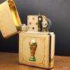 Bật Lửa Zippo Wold Cup Bản Limited Cực Hiếm Mạ Vàng Đắp Nổi Vàng 2 Mặt Năm 2002 ZN134