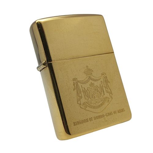 Bật Lửa Zippo Đồng Khối Mạ Vàng Chủ Đề Hawaii Năm 1991 đời XIII La Mã Gold Plated  ZL374