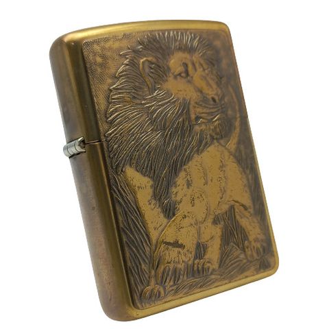 Bật Lửa Zippo Đồng Khối Emblem Chúa Sơn Lâm Năm 1996 Đời XII La Mã  ZL332