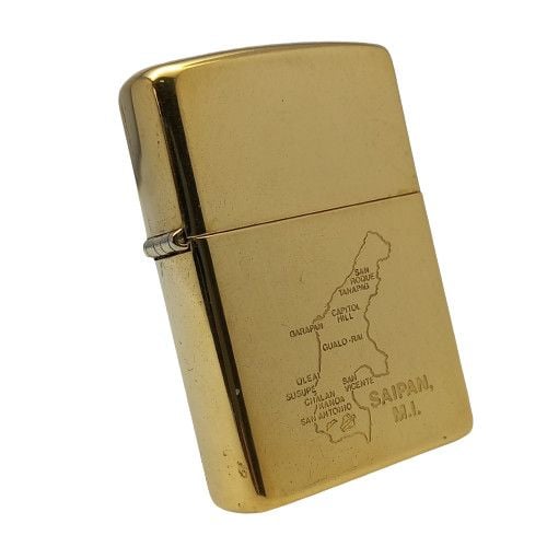 Bật Lửa Zippo Đồng Khối Mạ Vàng Chủ Đề Saipan Năm 1994 đời X La Mã Gold Plated  ZL373