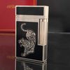 D165 - Bật Lửa Dupont Men Đen Viền Trắng Hổ Núi