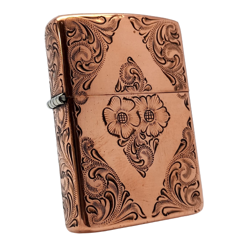 Bật Lửa Zippo Copper Đồng Đỏ Hoa Văn Sủi Tay Năm 2003 Used Giá Trị Sưu Tầm Cao ZQH60