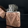 Bật Lửa Zippo Copper Đồng Đỏ Hoa Văn Sủi Tay Năm 2003 Used Giá Trị Sưu Tầm Cao ZQH60