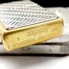 Bật Lửa Zippo Đồng Khối Emblem Bạch Kim Vân Chéo Năm 1997 Đời XIII La Mã  ZL364