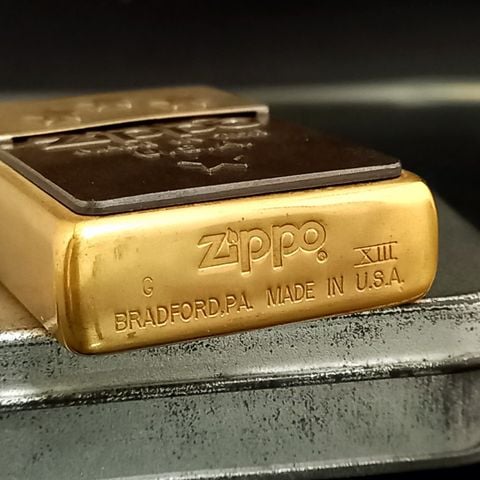 Bật Lửa Zippo Đồng Khối Emblem Đầu Đại Bàng Năm 1997 Đời XIII La Mã  ZL335