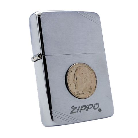 Bật Lửa Zippo Đồng Khối Mạ Chrome Xước Vintage Chặt Góc, Bản Thử Nghiệm I La Mã Không Mộc Tháng Năm 1985 Cực Hiếm ZQH65