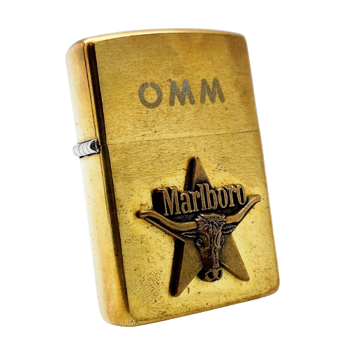 Bật Lửa Zippo Đồng Khối Marlboro Longhom Đầu Bò Đời VII La Mã Năm 1991 ZL380